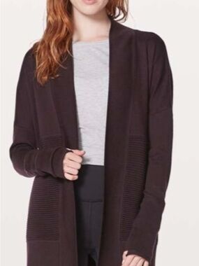 Lululemon Sit In Lotus Wrap II Merino Wool Cardigan Black Cherry | Fits M